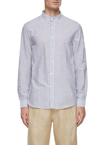 Band Collar Cotton Linen Striped Shirt - BRUNELLO CUCINELLI - Modalova