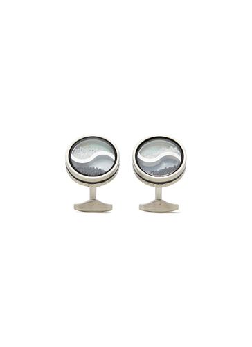 Palladium Glass Caviar Beads Yin Yang Cufflinks - TATEOSSIAN - Modalova