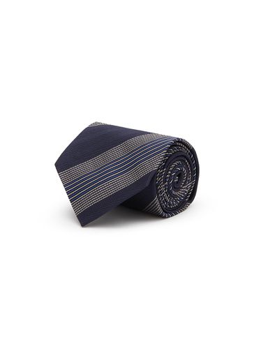 Herringbone Stripe Motif Silk Tie - ISAIA - Modalova