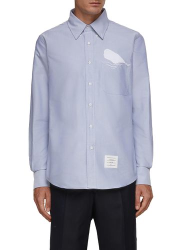 Whale Embroidered Cotton Oxford Shirt - THOM BROWNE - Modalova