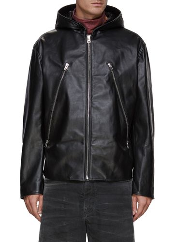 Hooded Leather Jacket - MM6 MAISON MARGIELA - Modalova