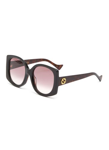 Logo Tortoiseshell Effect Acetate Sunglasses - GUCCI - Modalova