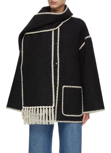 Embroidered Wool Blend Scarf Neck Jacket - TOTEME - Modalova