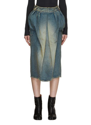 Pleated Washed Denim Midi Skirt - MAISON MARGIELA - Modalova