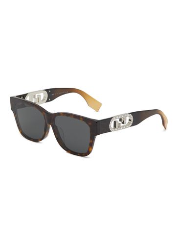 O'LOCK Tortoiseshell Effect Acetate Sunglasses - FENDI - Modalova