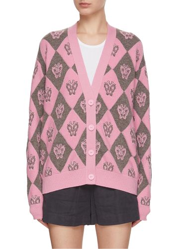 Cashmere Blend Butterfly Argyle Cardigan - BARRIE - Modalova