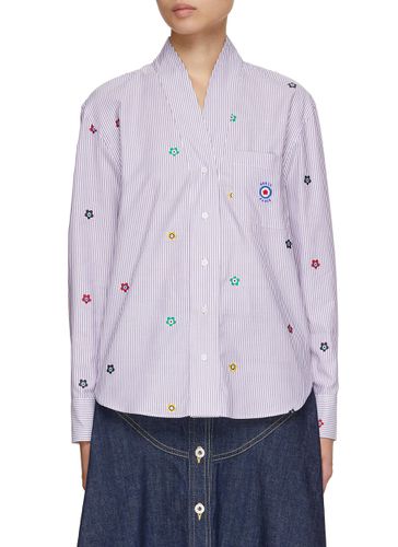 Allover Target Logo Embroidery Collarless Shirt - KENZO - Modalova