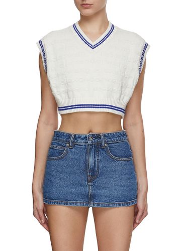 Logo Stripe Cropped V-Neck Vest - ALEXANDER WANG - Modalova