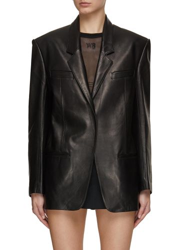 Oversized Notch Lapel Leather Jacket - ALEXANDER WANG - Modalova