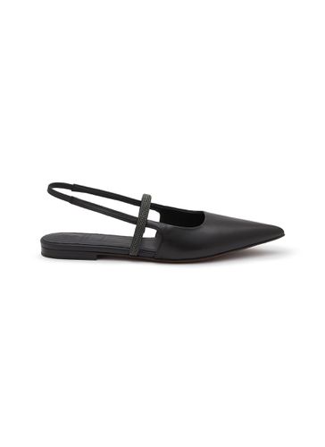 Monili Strap Leather Slingback Flats - BRUNELLO CUCINELLI - Modalova