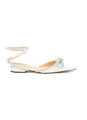 Crystal Embellished Bow Satin Ballerina Flats - MACH & MACH - Modalova