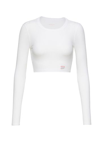 Cropped Long Sleeve Ribbed Cotton T-Shirt - ALEXANDER WANG - Modalova