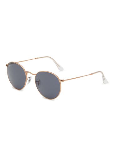 Blue Lens Metal Round Sunglasses - RAY BAN - Modalova