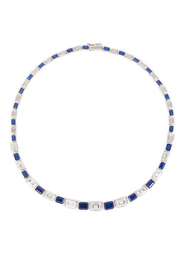 Cubic Zirconia Sapphire Rhodium Plated Brass Tennis Necklace - CZ BY KENNETH JAY LANE - Modalova