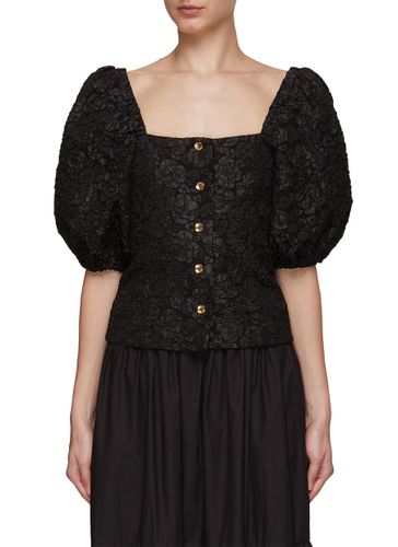 Jacquard Puff Sleeve Blouse - GANNI - Modalova