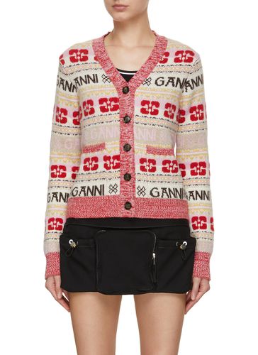 Logo Wool Blend Cardigan - GANNI - Modalova