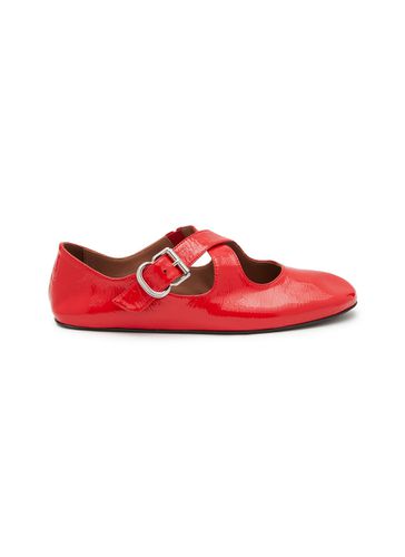 Crinkle Effect Patent Leather Ballerina Flats - ALAÏA - Modalova