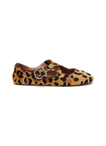 Crisscross Strap Leopard Print Leather Ballerina Flats - ALAÏA - Modalova