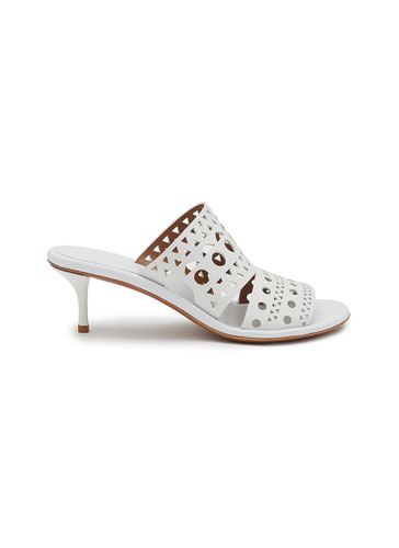 Perforated Vienne Leather Heeled Sandals - ALAÏA - Modalova