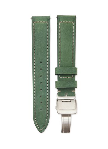 Brushed Steel Deployant Clasp Leather Watch Strap - CUSTOM T. WATCH ATELIER - Modalova