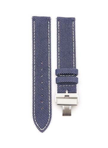 Brushed Steel Butterfly Clasp Denim Watch Strap - CUSTOM T. WATCH ATELIER - Modalova