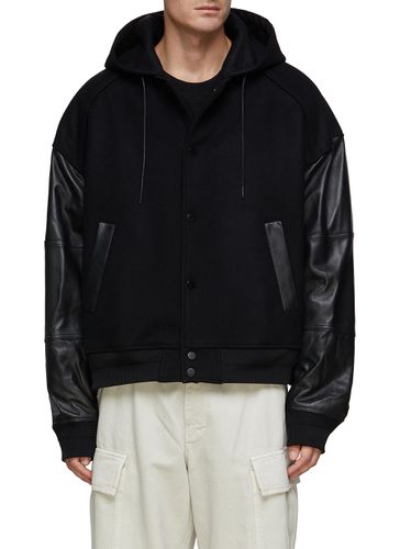 Leather Sleeve Hooded Jacket - JUUN.J - Modalova