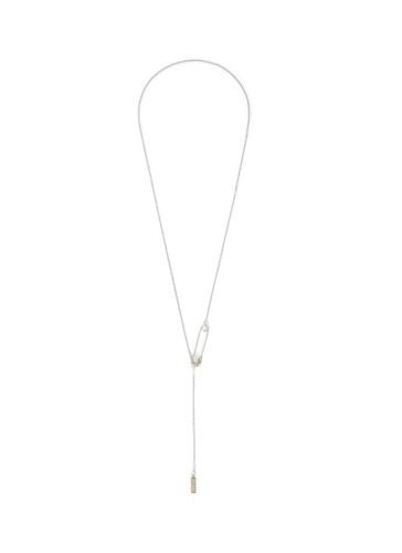 Plated Silver Safety Pin Necklace - NUMBERING - Modalova
