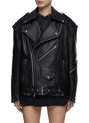 Oversize Leather Biker Jacket - JUUN.J - Modalova