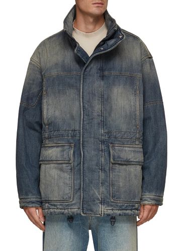 Washed Denim Parka Jacket - BALENCIAGA - Modalova