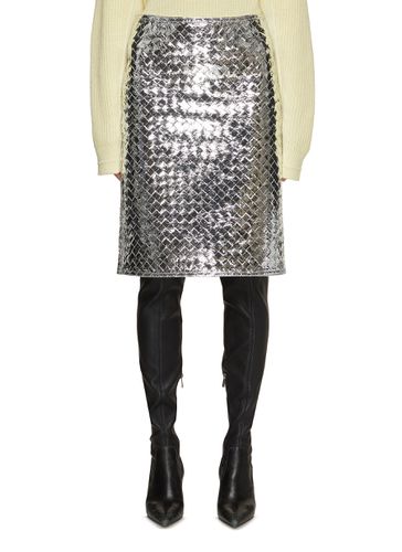 Intrecciato Laminated Leather Midi Skirt - BOTTEGA VENETA - Modalova