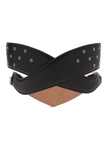 Crossed Eyelet Detail Leather Belt - ALAÏA - Modalova