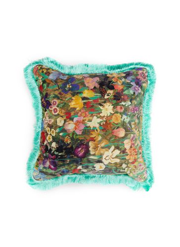 Floribunda Medium Fringed Velvet Cushion - Zenith - HOUSE OF HACKNEY - Modalova