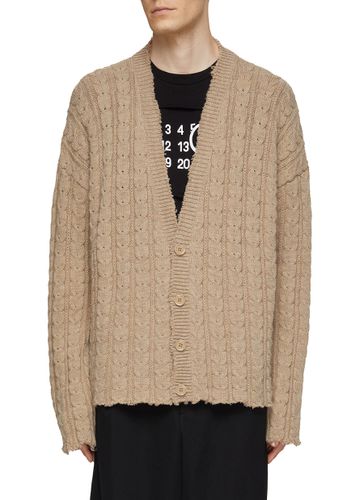 Distressed Edge Cable Knit Cardigan - MM6 MAISON MARGIELA - Modalova