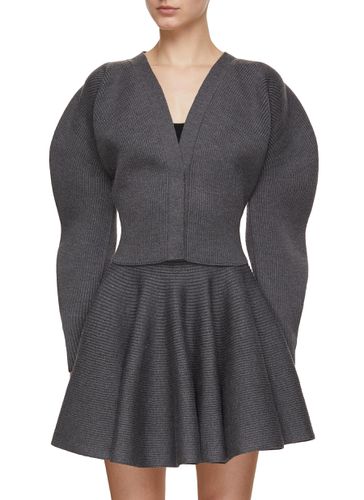 Puff Sleeve Rib Wool Cardigan - ALAÏA - Modalova