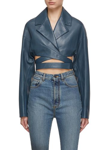 Cropped Crossover Belt Leather Jacket - ALAÏA - Modalova