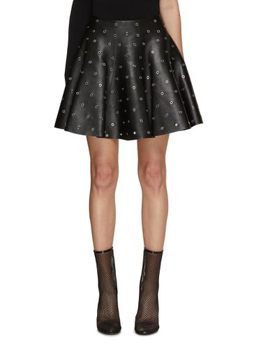 Eyelet Leather Skater Skirt - ALAÏA - Modalova