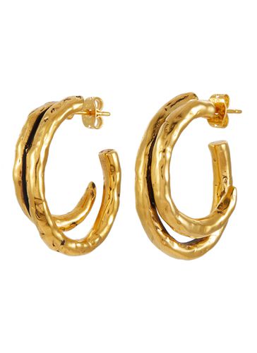 Lutece Double Band 24K Gold Plated Hoop Earrings - GOOSSENS - Modalova