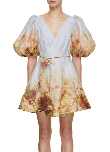 Luminosity Rose Print Puff Sleeves V-Neck Dress - ZIMMERMANN - Modalova