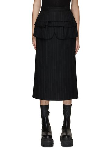 Ruffled Chalk Stripe Pencil Skirt - SACAI - Modalova