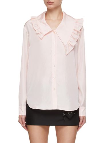 Asymmetrical Collar Satin Shirt - MING MA - Modalova