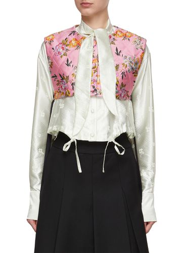 Jacquard Satin Crop Shirt & Floral Vest - MING MA - Modalova