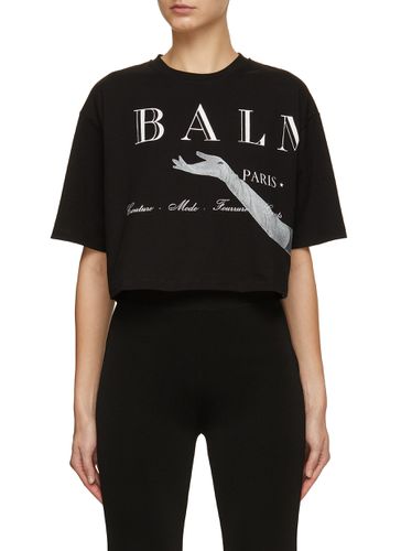 Jolie Madame Print Crop T-Shirt - BALMAIN - Modalova