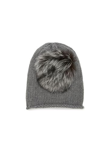 Roll Up Pom Pom Cashmere Beanie - INVERNI - Modalova