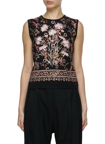 Floral Embroidered Knit Tank Top - GIAMBATTISTA VALLI - Modalova