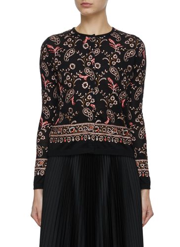 Floral Embroidered Knit Cardigan - GIAMBATTISTA VALLI - Modalova