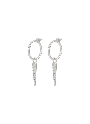 Sterling Silver Cubic Zirconia Pavé Mini Spike Charm Hoop Earrings - MISSOMA - Modalova