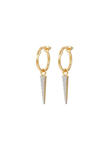 K Gold Plated Vermeil Cubic Zirconia Pavé Mini Spike Charm Hoop Earrings - MISSOMA - Modalova