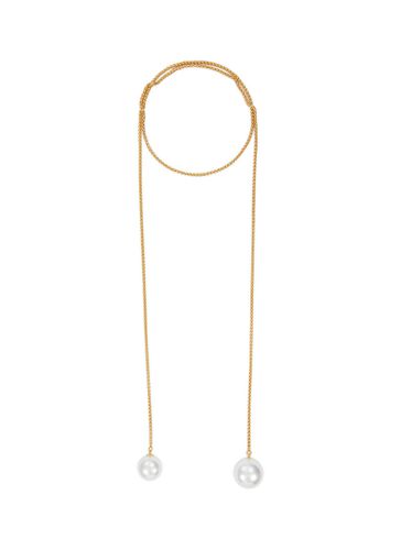 K Gold Plated Faux Pearl Drop Chain Necklace - NUMBERING - Modalova