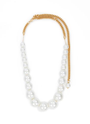 Faux Pearl Drop 14K Gold Plated Chain Necklace - NUMBERING - Modalova