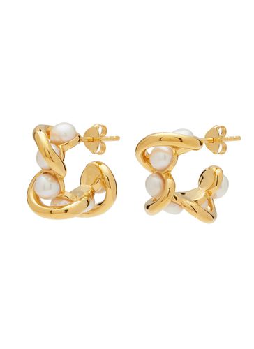 Molten Freshwater Pearl 18K Gold Plated Hoop Earrings - MISSOMA - Modalova